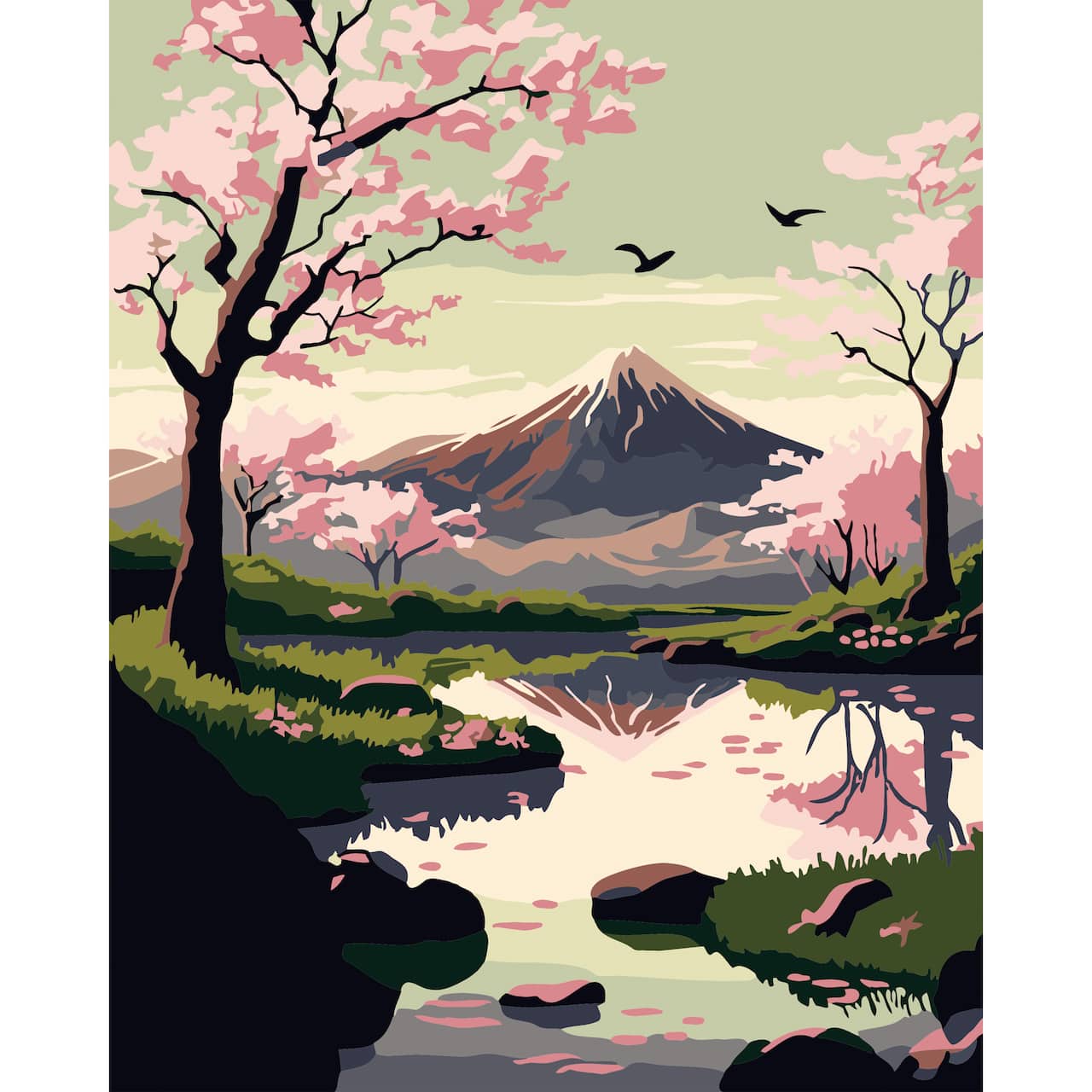 8" x 10" Mountain Cherry Blossoms Paint-by-Number Kit with Wood Display Hanger by Artist's Loft®